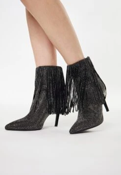 Faina Koosh - Enkellaarsjes Met Hoge Hak - Schwarz Silber