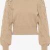 Faina Fijngebreide Truien Trui Dames Donkerbeige