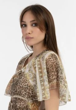 Faina Blouses Met Korte Mouw Blouse Dames Beige / Chamois 11 Faina Blouses Met Korte Mouw Blouse Dames Beige / Chamois -Faina Verkoop 20e0613e58e36d4a0580bcb93da89305