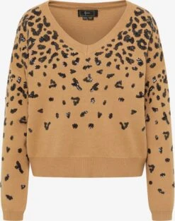 Faina Fijngebreide Truien Trui Dames Lichtbruin