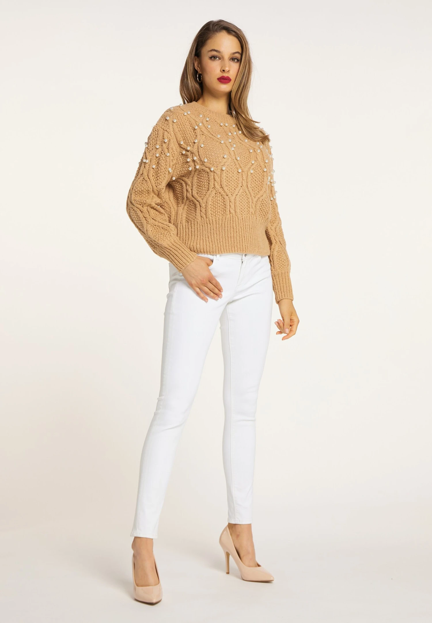 Faina Fijngebreide Truien Trui Dames Lichtbruin 6 Faina Fijngebreide Truien Trui Dames Lichtbruin - Image 4