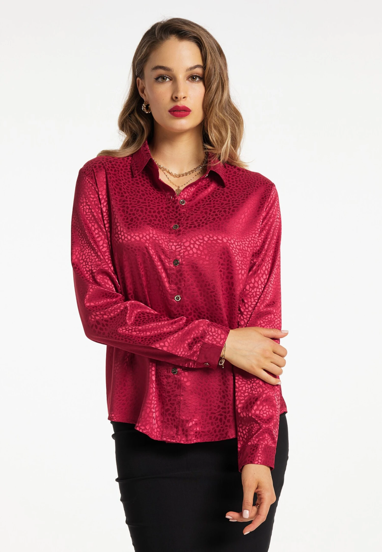 Faina Overhemden Blouse Dames Kersrood 4 Faina Overhemden Blouse Dames Kersrood - Image 2