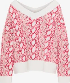 Faina Fijngebreide Truien Trui Dames Rood / Wit