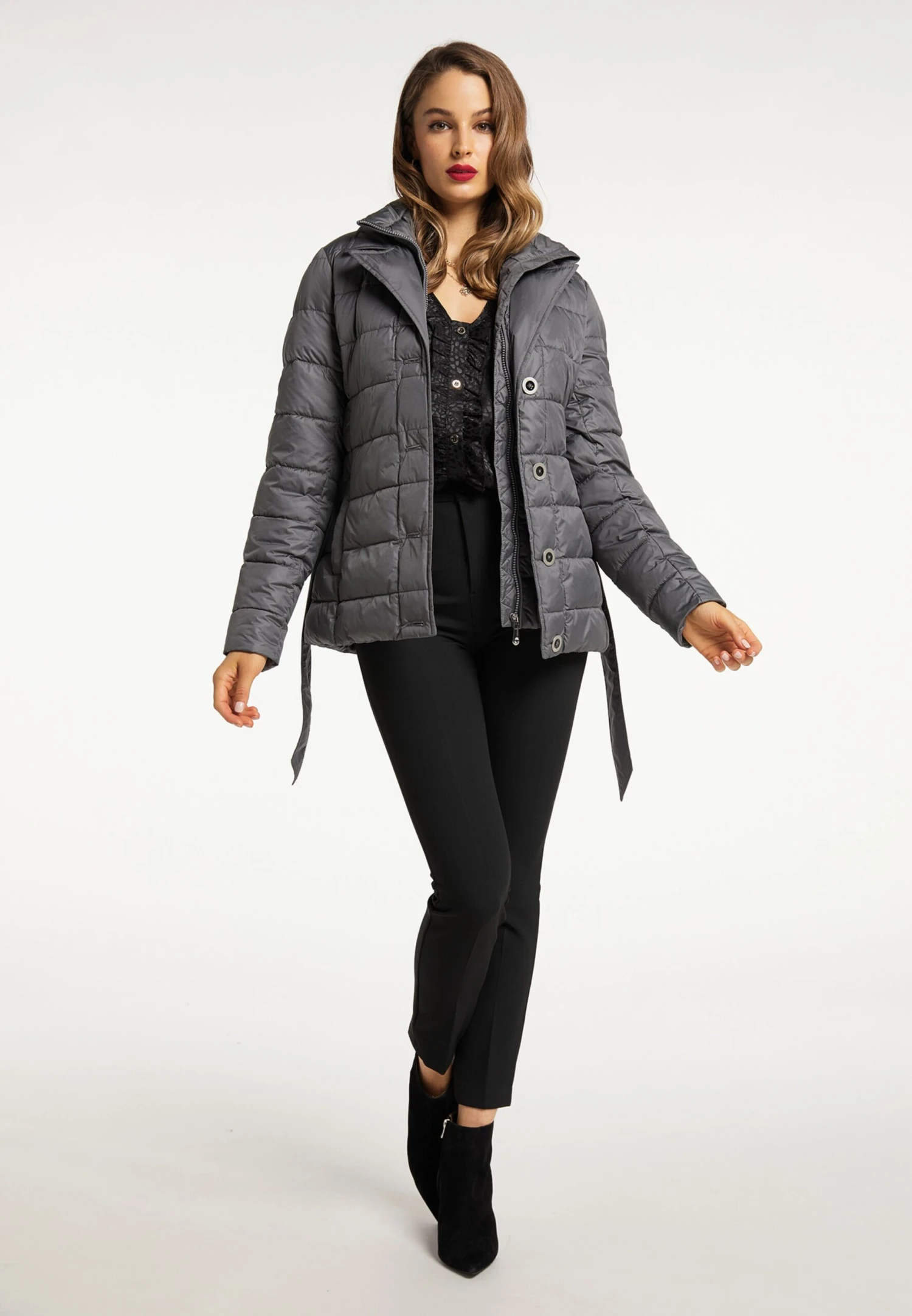 Faina Tussenjassen Tussenjas Dames Donkergrijs 6 Faina Tussenjassen Tussenjas Dames Donkergrijs - Image 4