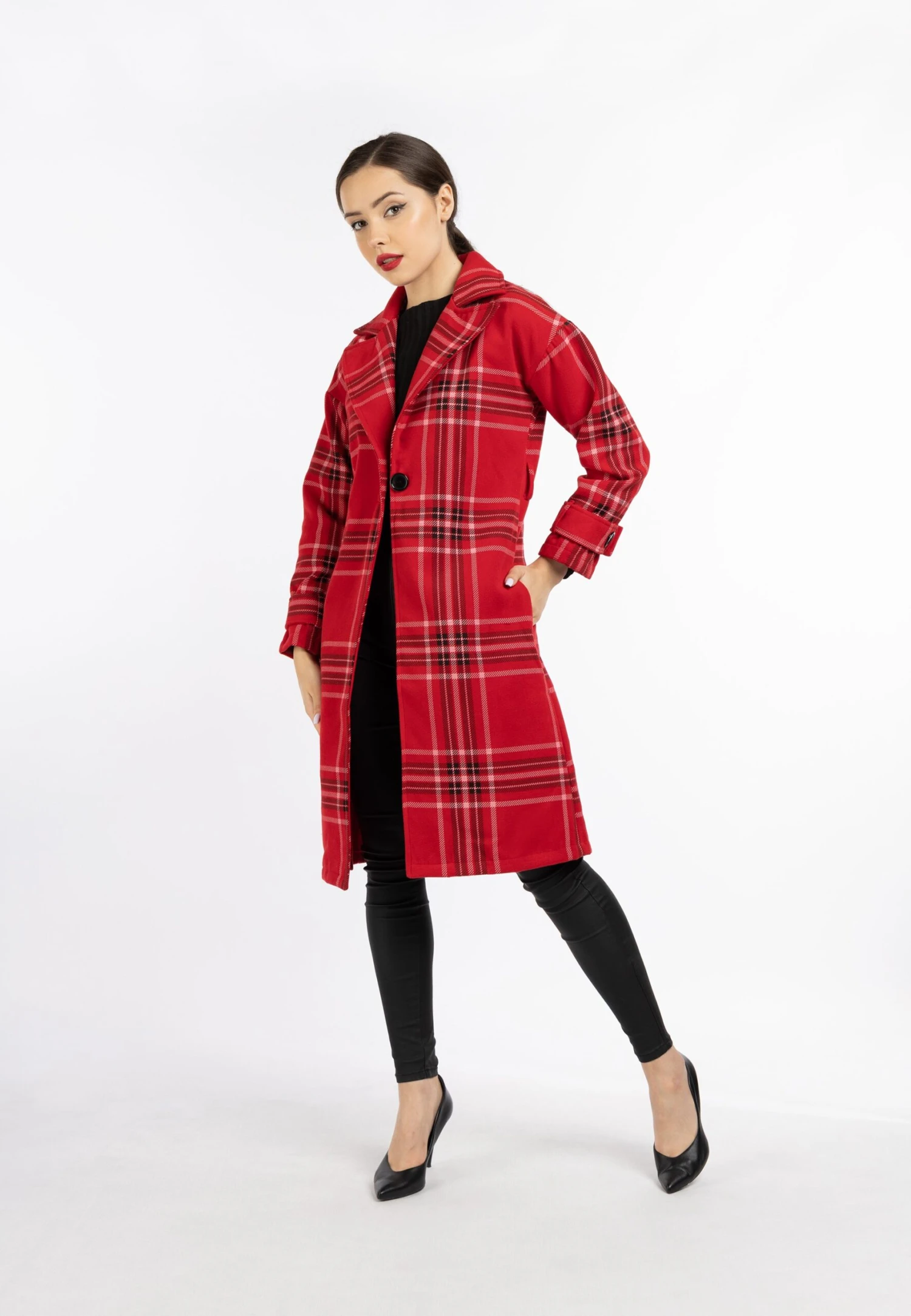 Faina Tassia - Trenchcoat - Rot Karriert 4 Faina Tassia - Trenchcoat - Rot Karriert - Image 2