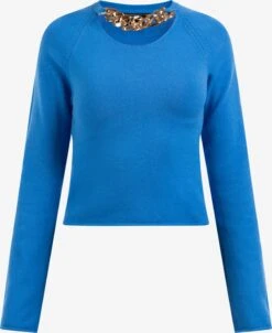 Faina Fijngebreide Truien Trui Caissa Dames Royal Blue/koningsblauw