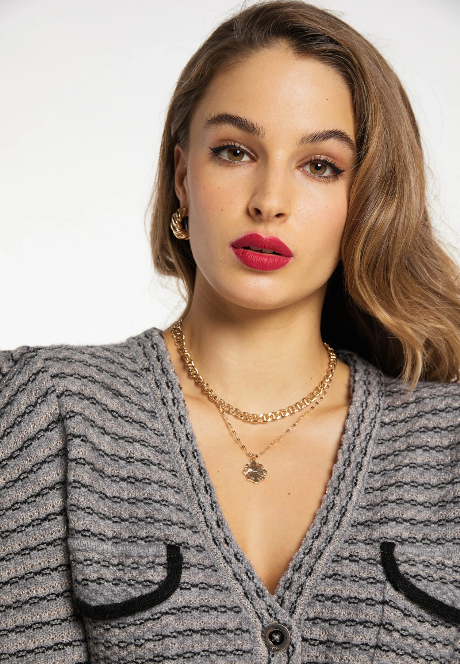 Faina Vesten Gebreid Vest Dames Grijs Gemêleerd 7 Faina Vesten Gebreid Vest Dames Grijs Gemêleerd - Image 5