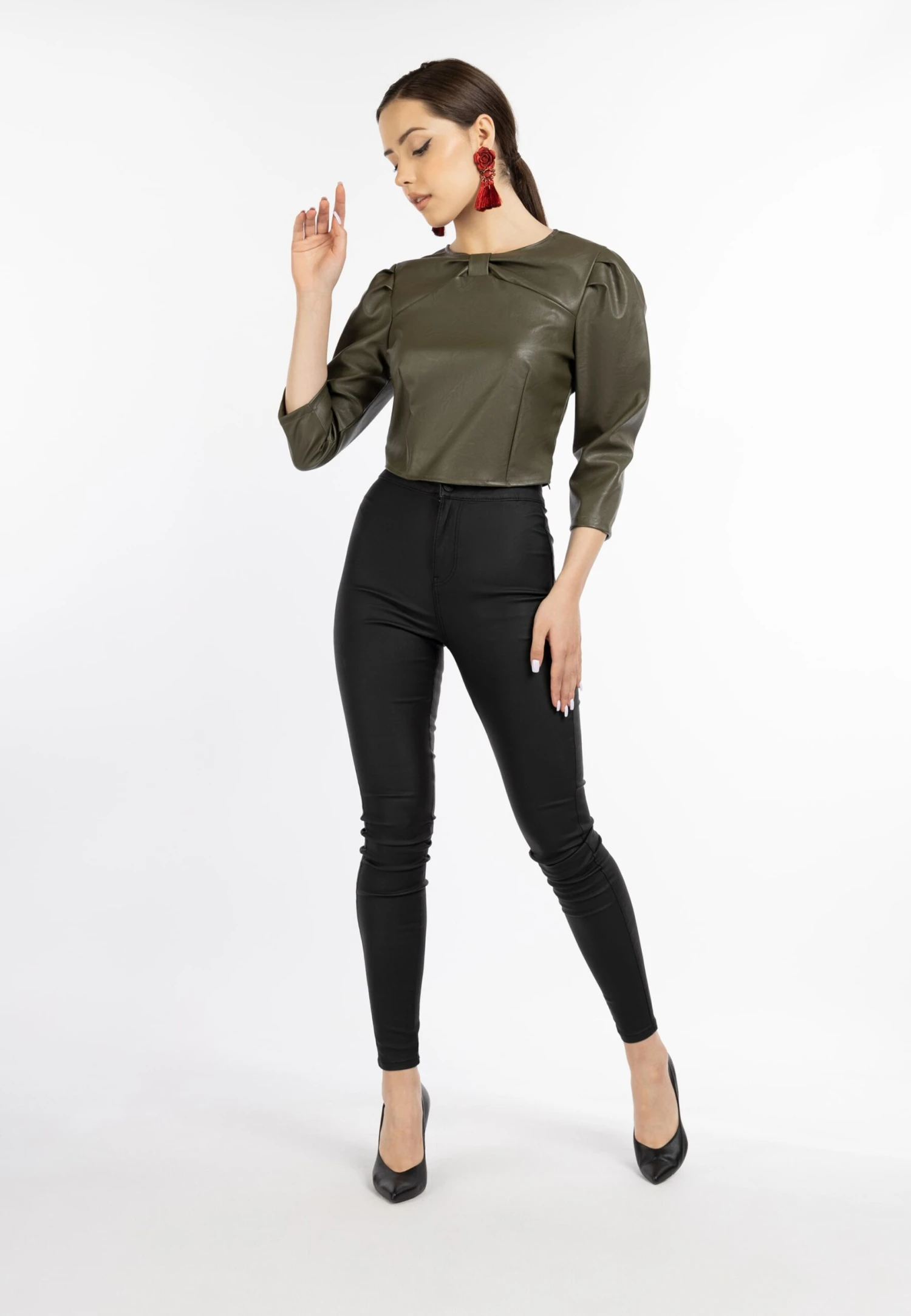 Faina Blouses Met Korte Mouw Blouse Dames Donkergroen 6 Faina Blouses Met Korte Mouw Blouse Dames Donkergroen - Image 4