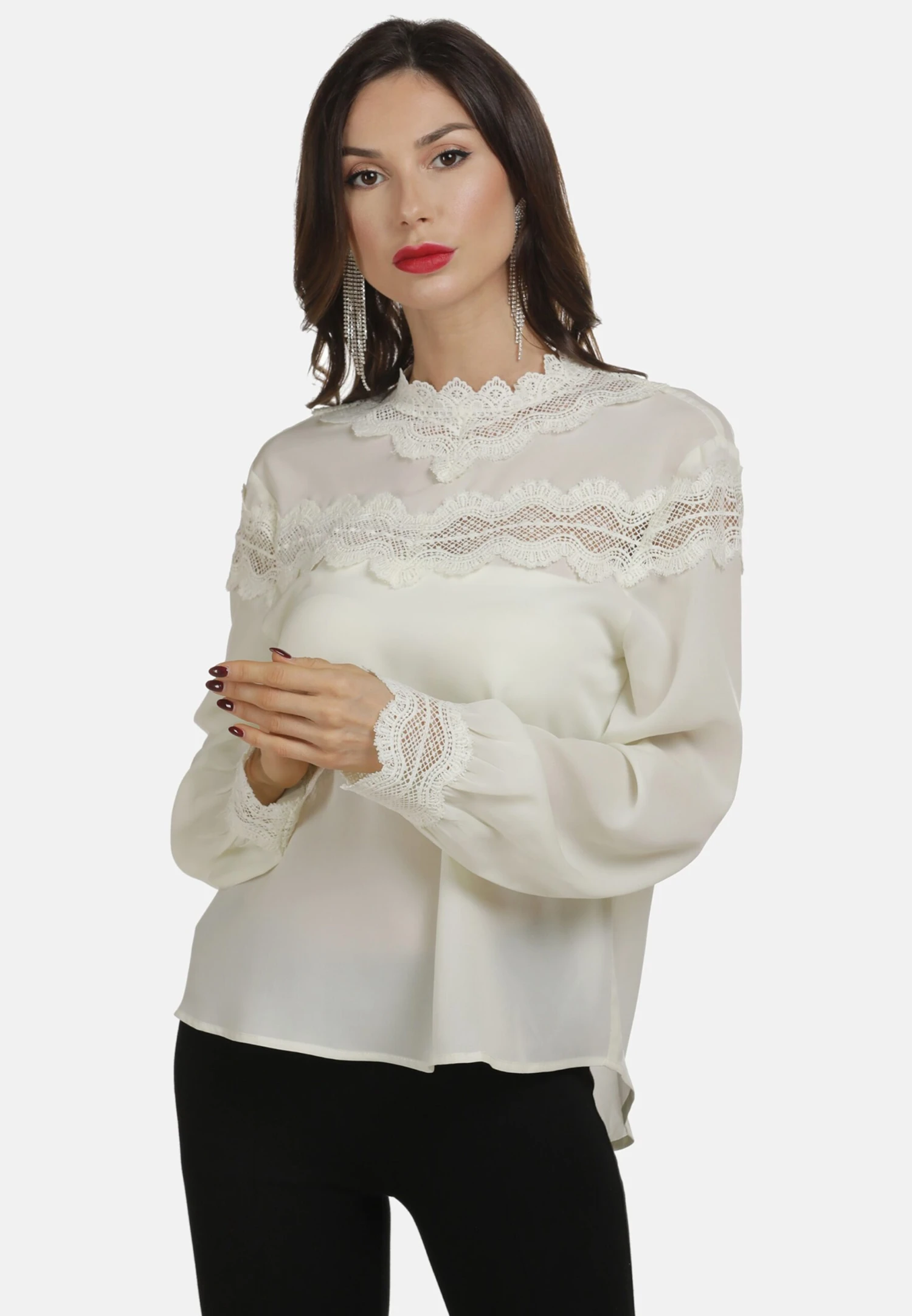 Faina Kanten Blouses Blouse Dames Wit 4 Faina Kanten Blouses Blouse Dames Wit - Image 2