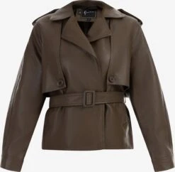 Faina Leren Jassen Tussenjas Dames Chocoladebruin