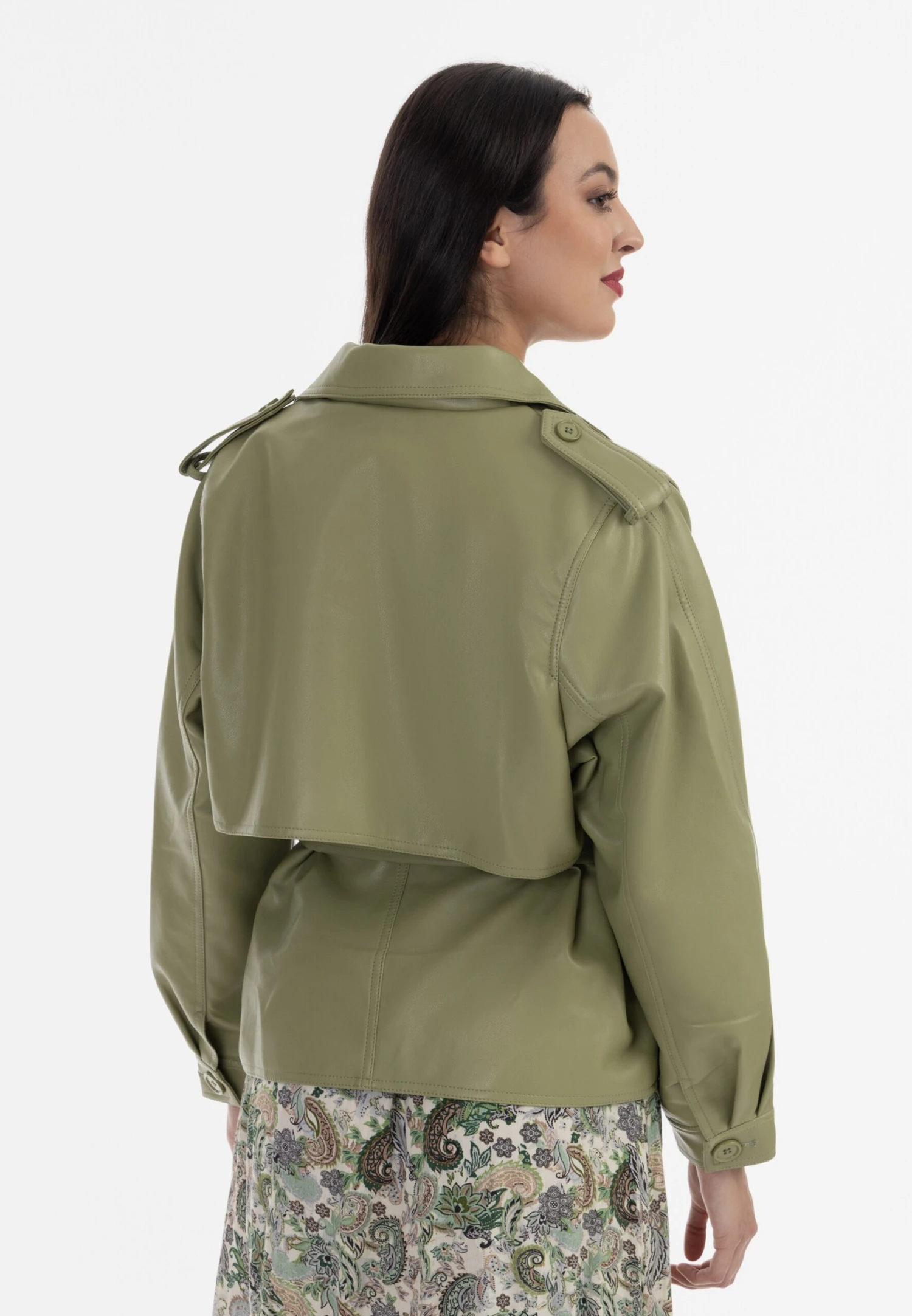 Faina Leren Jassen Tussenjas Dames Kiwi 5 Faina Leren Jassen Tussenjas Dames Kiwi - Image 3