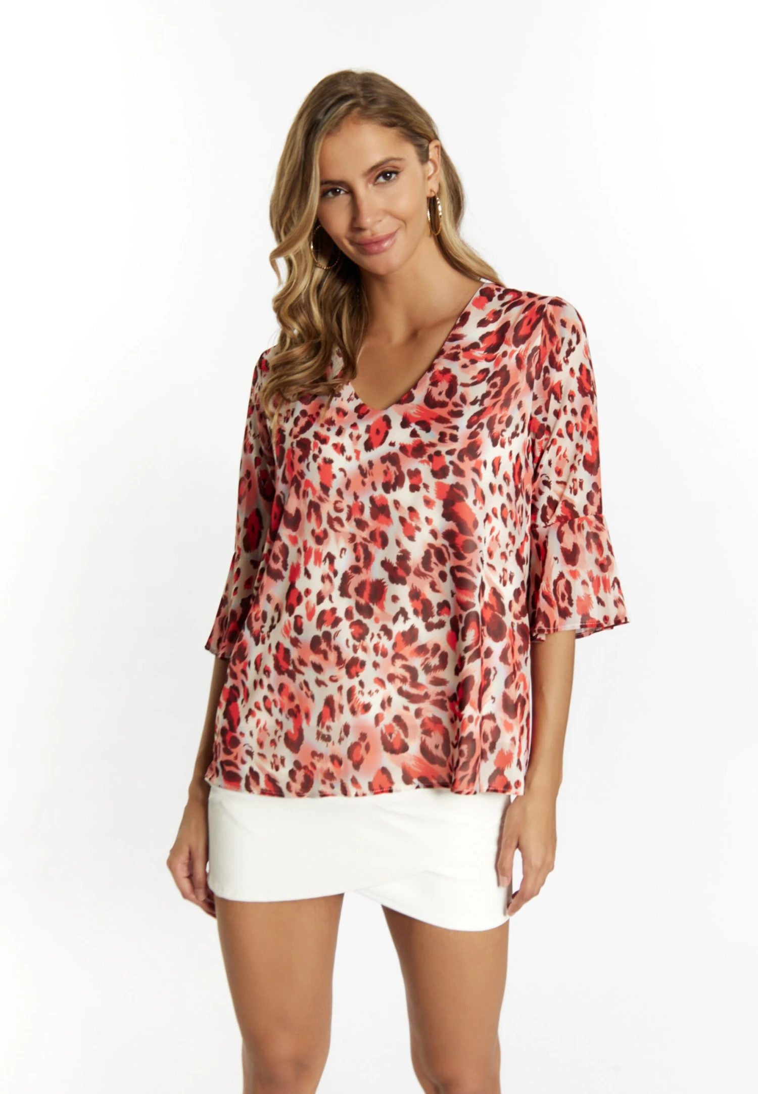 Faina Blouses Met Korte Mouw Blouse Dames Bourgogne / Lichtrood 4 Faina Blouses Met Korte Mouw Blouse Dames Bourgogne / Lichtrood - Image 2