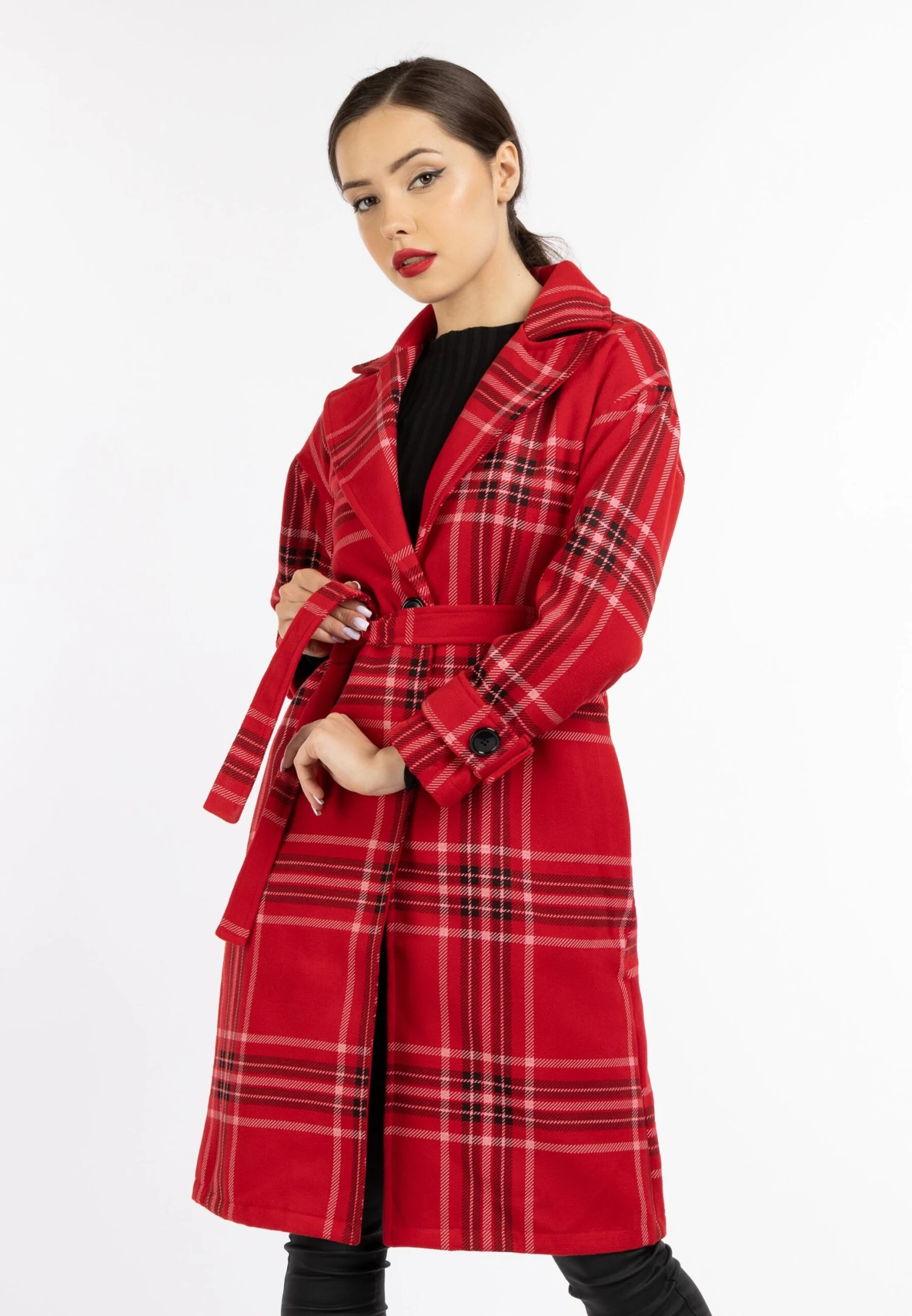Faina Tassia - Trenchcoat - Rot Karriert 3 Faina Tassia - Trenchcoat - Rot Karriert