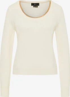 Faina Fijngebreide Truien Trui Tuxe Dames Wolwit