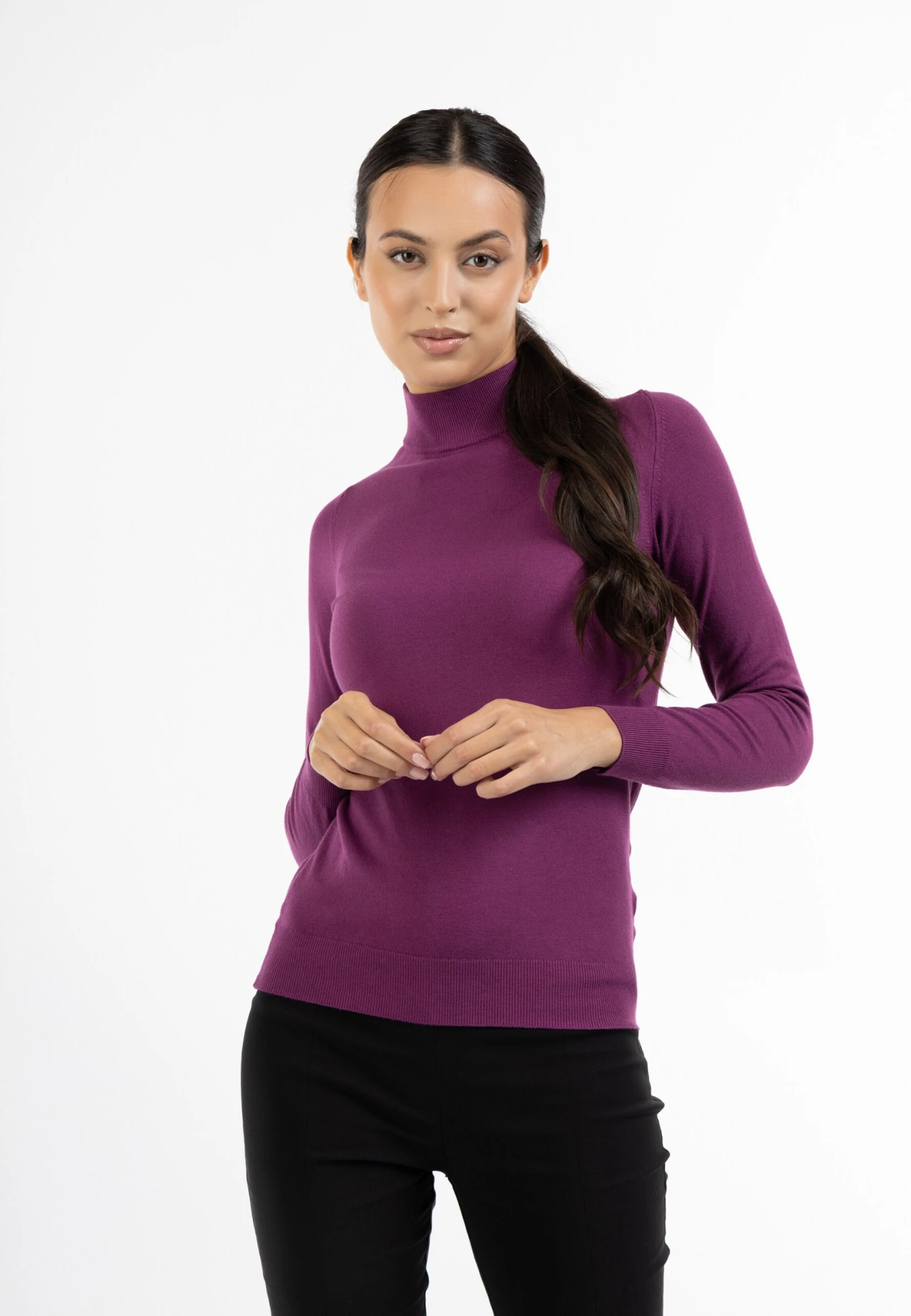 Faina Basic Truien Trui Minya Dames Aubergine 4 Faina Basic Truien Trui Minya Dames Aubergine - Image 2