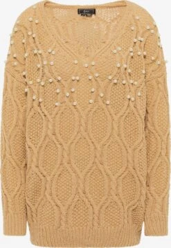 Faina Fijngebreide Truien Trui Dames Lichtbruin