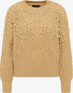 Faina Fijngebreide Truien Trui Dames Lichtbruin