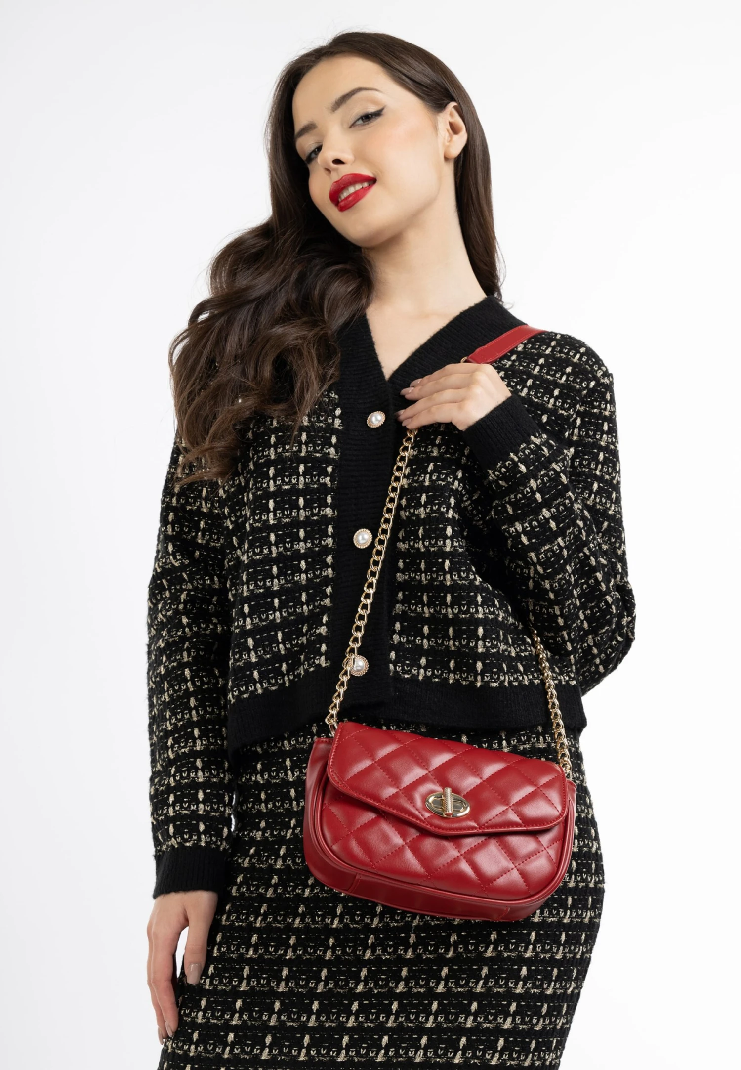 Faina Schoudertasjes Schoudertas Caissa Dames Donkerrood 5 Faina Schoudertasjes Schoudertas Caissa Dames Donkerrood - Image 3