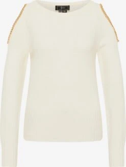 Faina Fijngebreide Truien Trui Tuxe Dames Wolwit