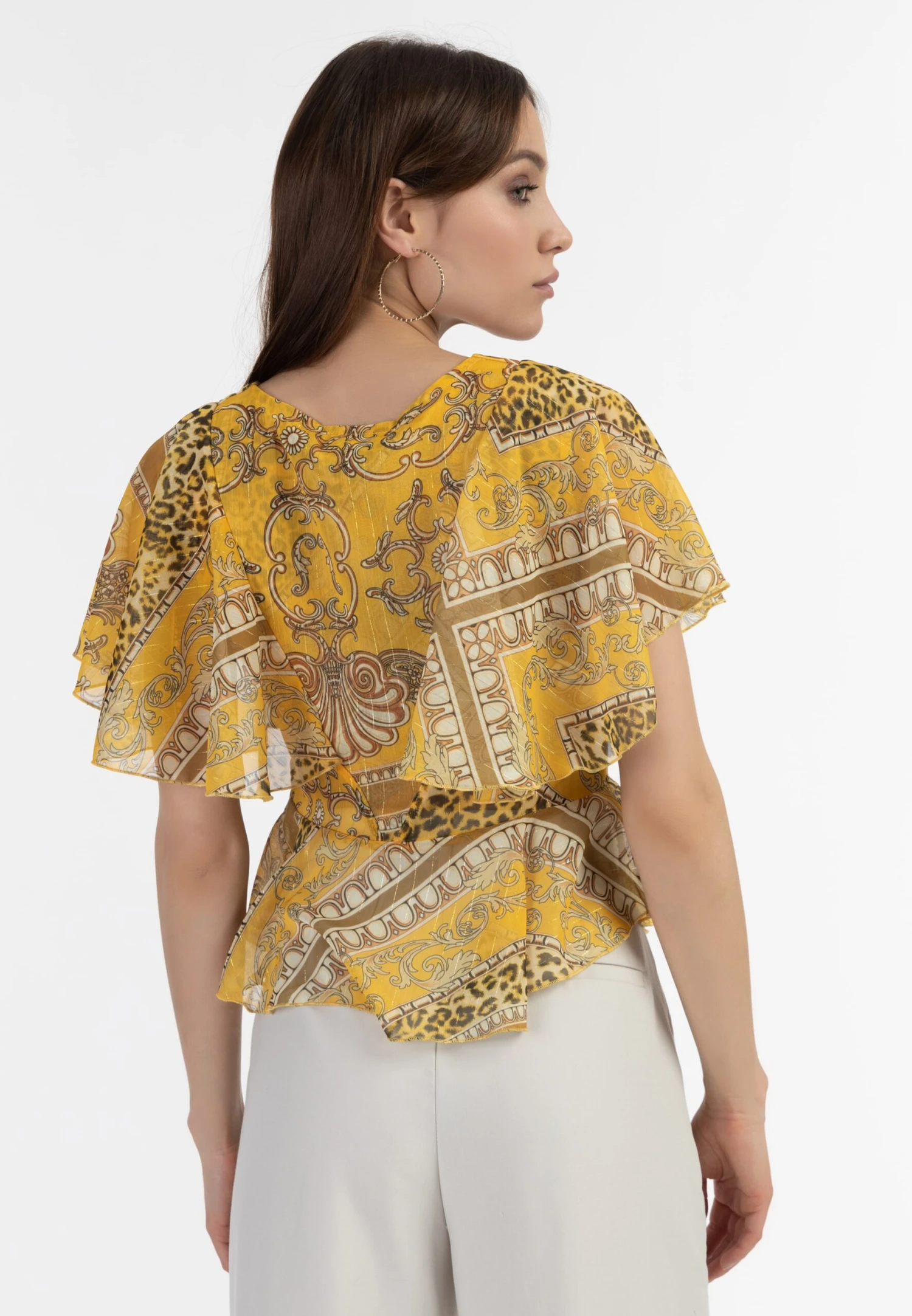 Faina Blouses Met Korte Mouw Blouse Dames Geel 5 Faina Blouses Met Korte Mouw Blouse Dames Geel - Image 3