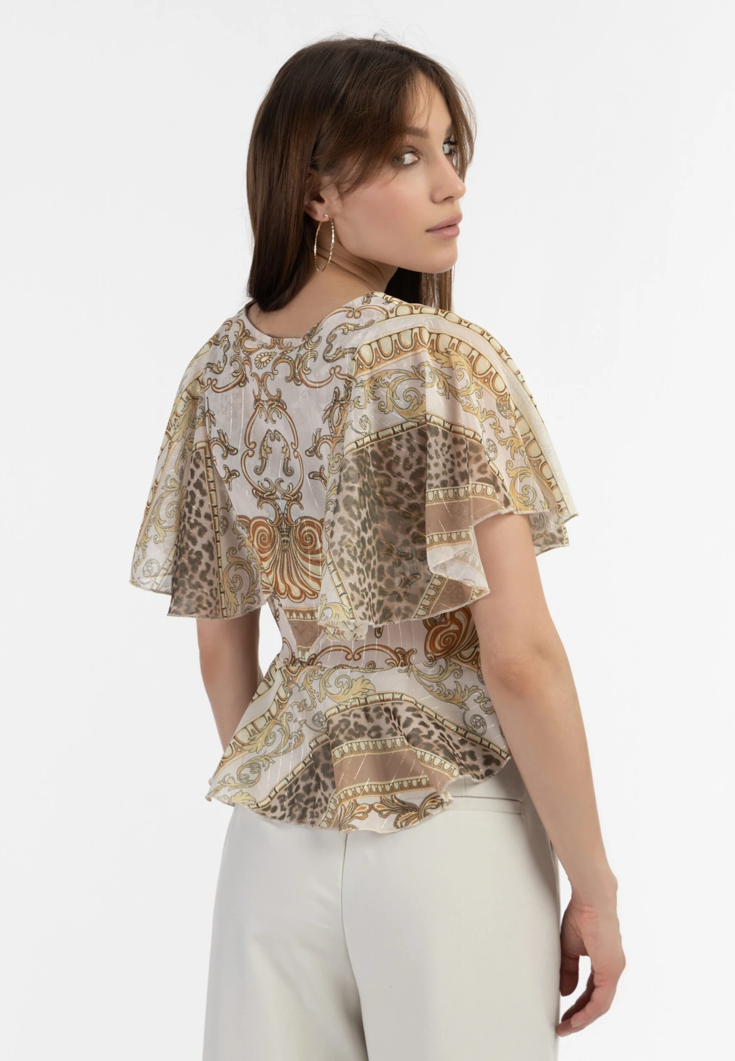 Faina Blouses Met Korte Mouw Blouse Dames Beige / Chamois 5 Faina Blouses Met Korte Mouw Blouse Dames Beige / Chamois - Image 3