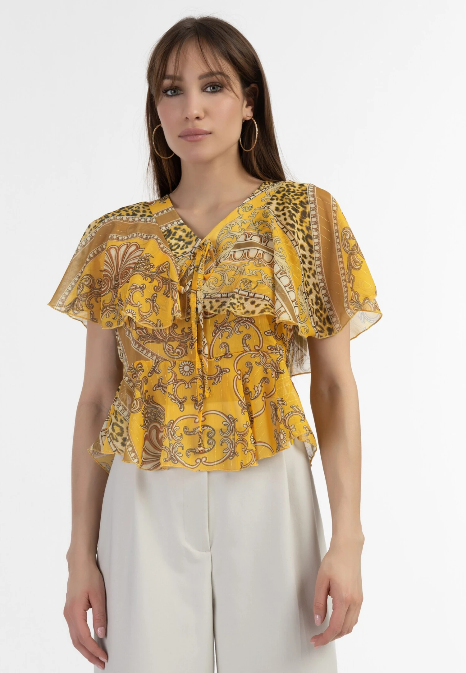 Faina Blouses Met Korte Mouw Blouse Dames Geel 4 Faina Blouses Met Korte Mouw Blouse Dames Geel - Image 2