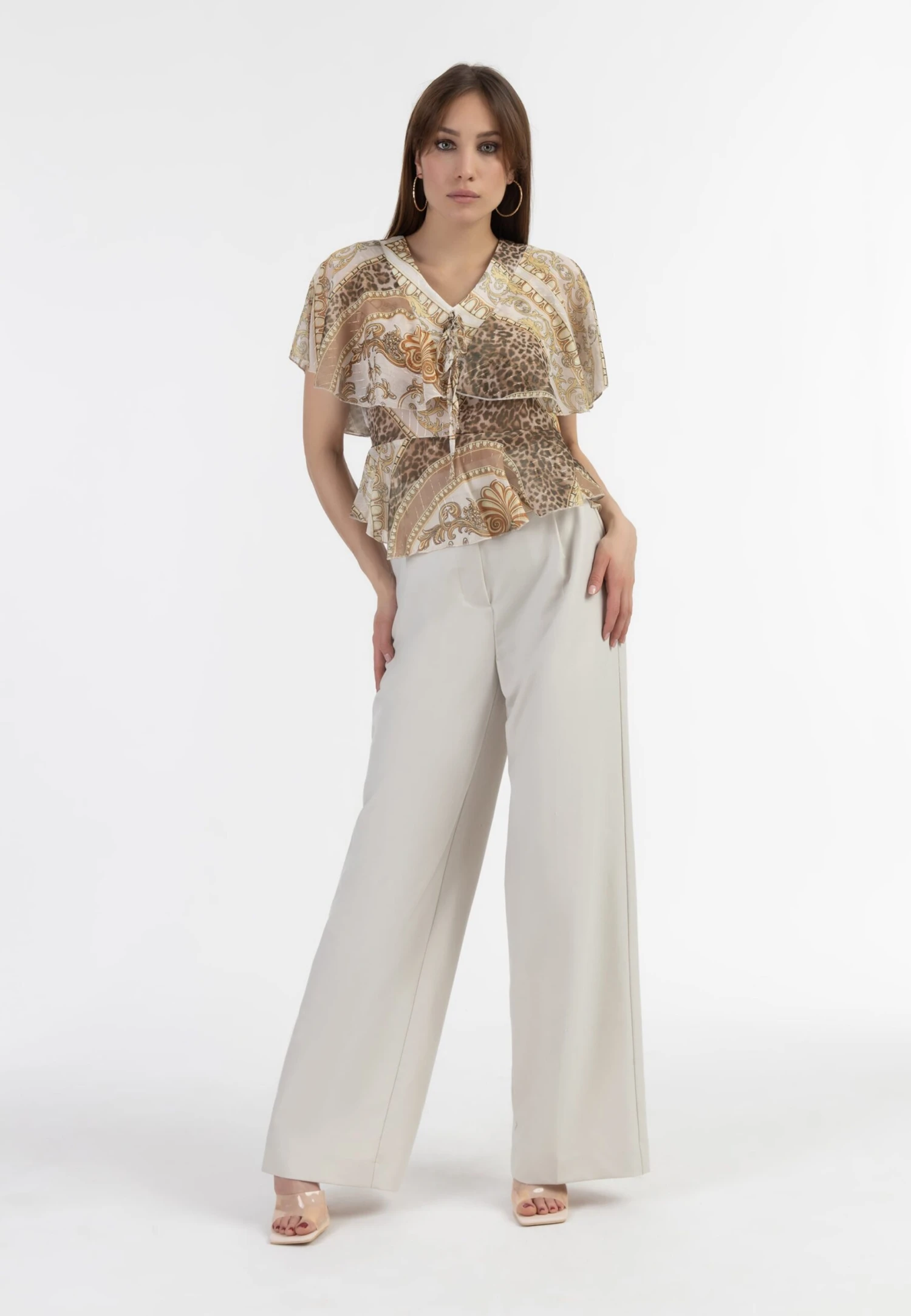 Faina Blouses Met Korte Mouw Blouse Dames Beige / Chamois 6 Faina Blouses Met Korte Mouw Blouse Dames Beige / Chamois - Image 4