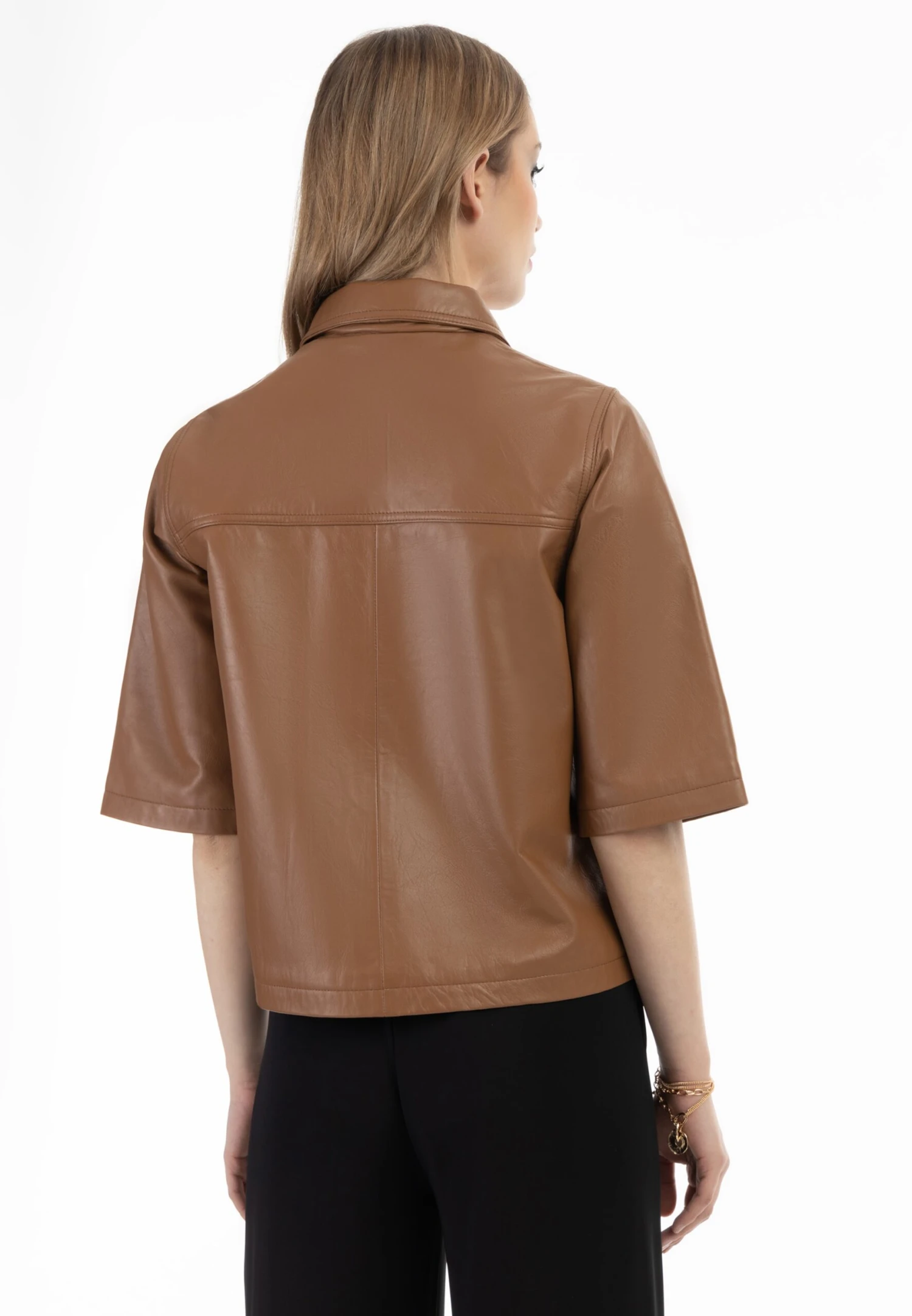 Faina Leren Jassen Tussenjas Dames Cognac 4 Faina Leren Jassen Tussenjas Dames Cognac - Image 3