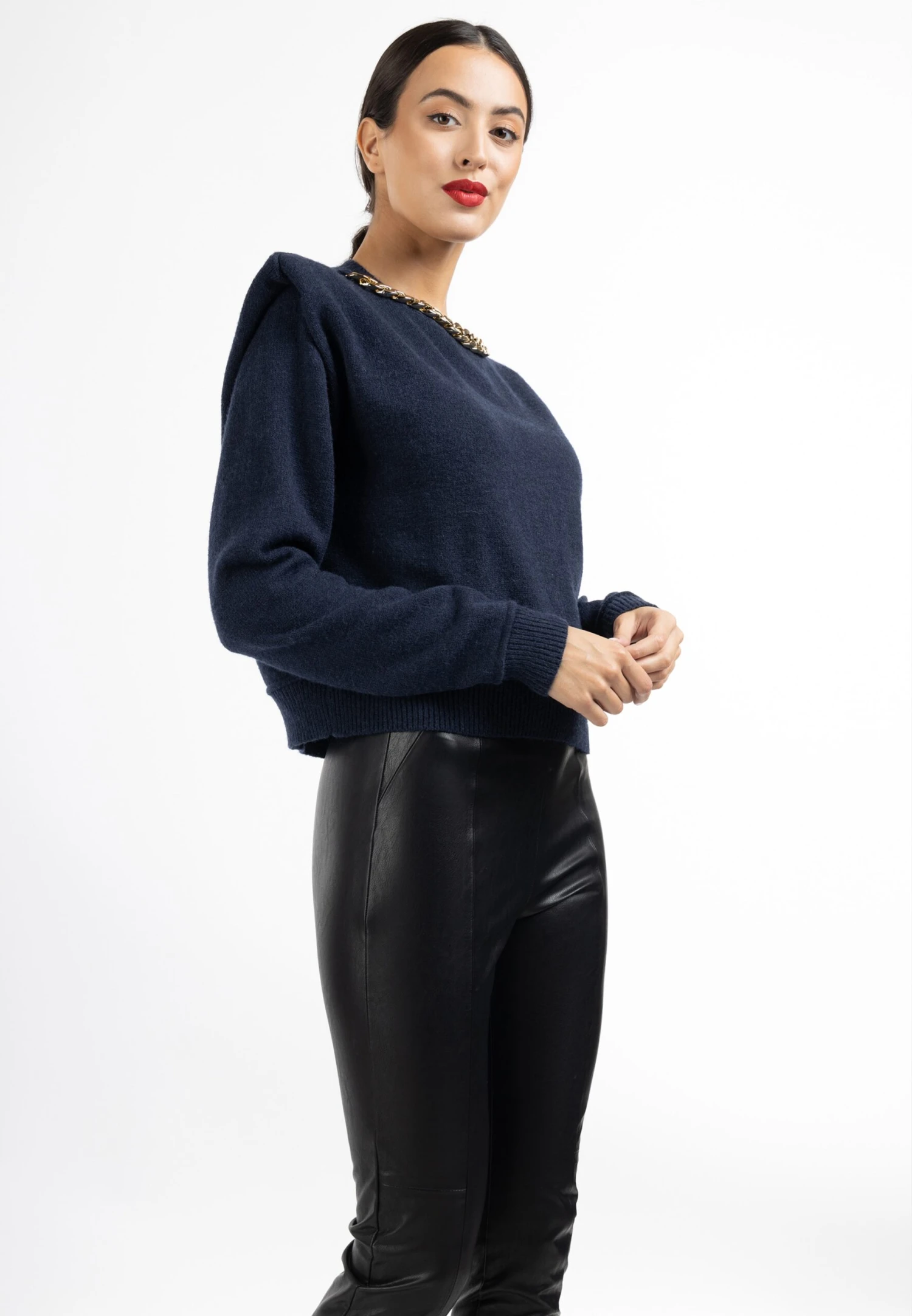 Faina Fijngebreide Truien Trui Dames Marine 4 Faina Fijngebreide Truien Trui Dames Marine - Image 2