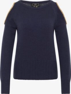 Faina Fijngebreide Truien Trui Tuxe Dames Marine